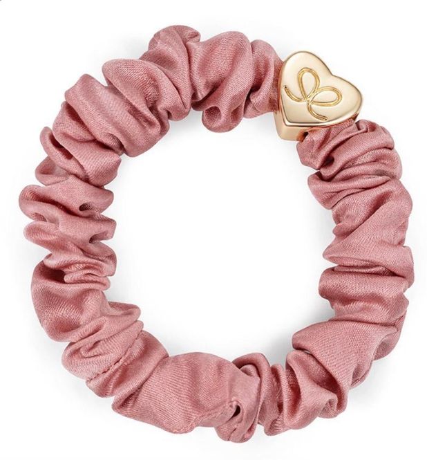 Hovedbilde BE Gold heart silk scrunchie champagne pink