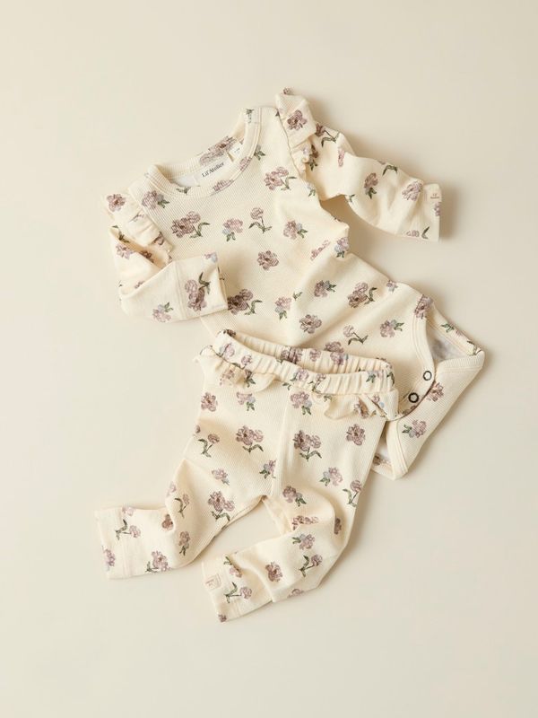 Lil`Atelier Gavo bukse turtledove blomst