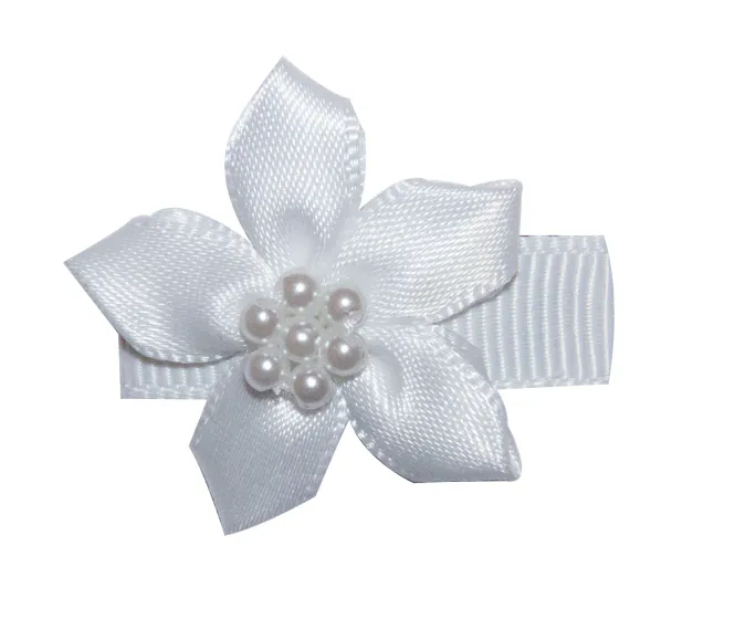 Hovedbilde POI Hårspenne baby perleblomst white